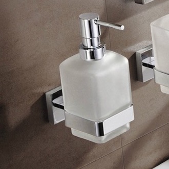 Soap Dispenser Wall Mount Frosted Glass Soap Dispenser With Chrome Mounting Nameeks NNBL0073