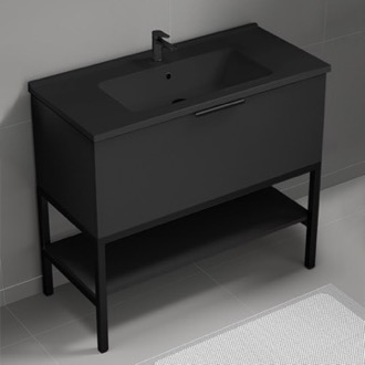Bathroom Vanity Black Free Standing Modern Bathroom Vanity, 40