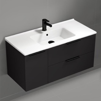 Bathroom Vanity 40 Inch Wall Mounted Black Bathroom Vanity, Modern Nameeks BODRUM119