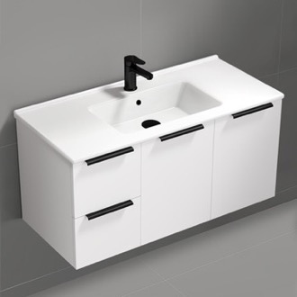 Bathroom Vanity Wall Mounted Bathroom Vanity, Modern, Glossy White, 40 Inch Nameeks BODRUM136