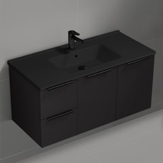 Bathroom Vanity Wall Mounted Black Bathroom Vanity, Modern, 40 Inch Nameeks BODRUM146