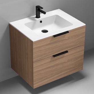 Bathroom Vanity Wall Mounted Bathroom Vanity, Modern, Walnut, 28 Inch Nameeks IBIZA6