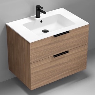 Bathroom Vanity 32 Inch Bathroom Vanity, Wall Mounted, Modern, Walnut Nameeks IBIZA10