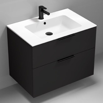 Bathroom Vanity Wall Mounted Black Bathroom Vanity, Modern, 32 Inch Nameeks IBIZA11