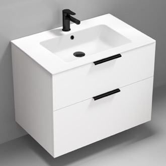 Bathroom Vanity Wall Mounted Bathroom Vanity, Modern, Glossy White, 32 Inch Nameeks IBIZA12