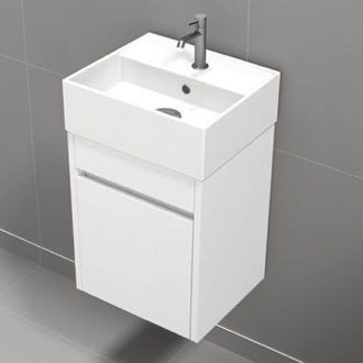 Bathroom Vanity Small Vanity, Floating, Modern, Glossy White, 16 Inch Nameeks MINI22
