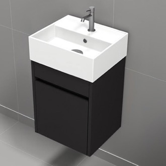 Bathroom Vanity Small Vanity, Black, Floating, Modern, 16