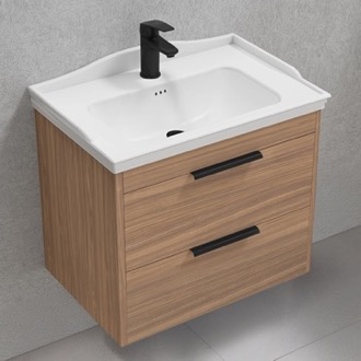 Bathroom Vanity Floating Bathroom Vanity, Walnut, 26