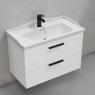 Bathroom Vanity Floating Bathroom Vanity, Glossy White, 32