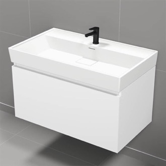 Bathroom Vanity 32 Inch Bathroom Vanity, Floating, Modern, Glossy White Nameeks SHARP10