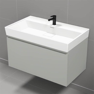 Bathroom Vanity Floating Bathroom Vanity, Modern, Grey Mist, 32 Inch Nameeks SHARP12