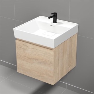Bathroom Vanity Floating Small Bathroom Vanity, Modern, Brown Oak, 18 Inch Nameeks SHARP1