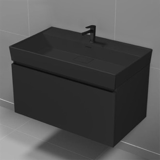 Bathroom Vanity Black Floating Bathroom Vanity, Modern, 32 Inch Nameeks SHARP23