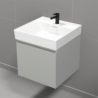 Bathroom Vanity Floating Small Bathroom Vanity, Modern, Grey Mist, 18 Inch Nameeks SHARP4