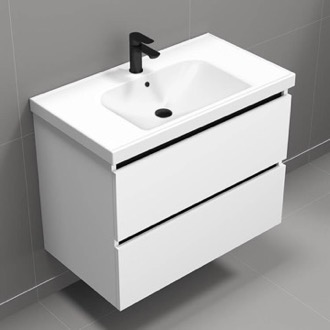 56 inch Bathroom Vanity, Double Sink, Wall Mounted, Modern, Matte Black, Nameeks DERIN189