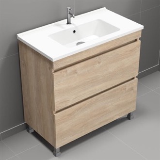 Bathroom Vanity Free Standing Bathroom Vanity, Brown Oak, 34