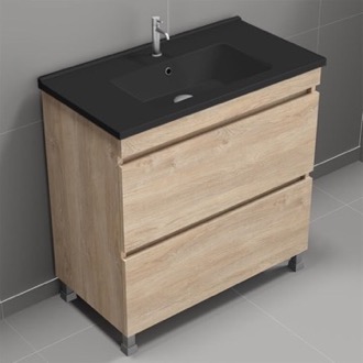 Bathroom Vanity Free Standing Bathroom Vanity With Black Sink, 34