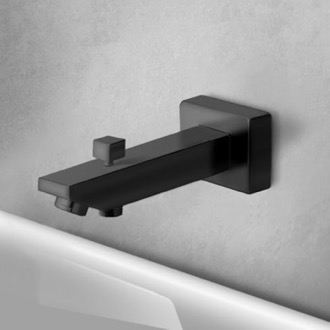 Tub Spout Square Tub Spout With Diverter, Matte Black Remer 91SD-NO