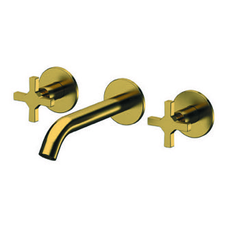 Bathroom Faucet Brushed Gold Wall Mounted Widespread Bathroom Faucet Remer DL14PLNL-BG