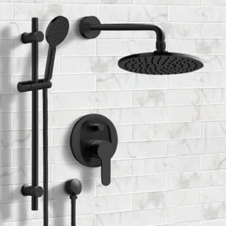 Shower Faucet Matte Black Rain Shower System with Handheld, Rain Shower Head, Shower Faucet Set Remer SFR52