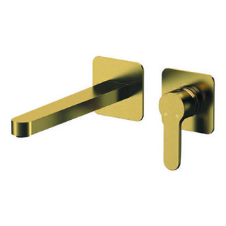 Bathroom Faucet Brushed Gold Single Handle Wall Mounted Bathroom Faucet Remer W15PLNL-BG