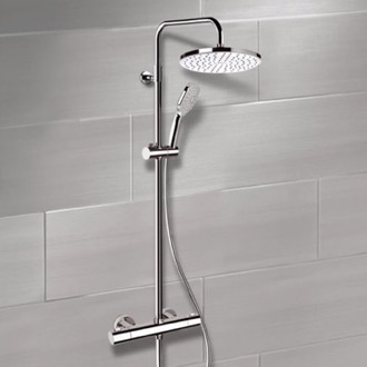 Exposed Pipe Shower Chrome Thermostatic Exposed Pipe Shower System with 10