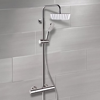 Exposed Pipe Shower Chrome Thermostatic Exposed Pipe Shower System with 8