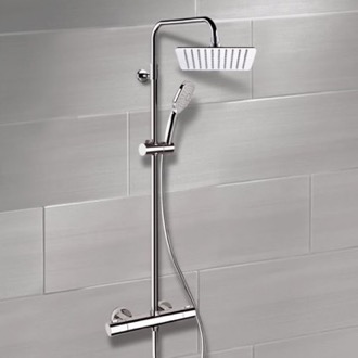 Exposed Pipe Shower Chrome Thermostatic Exposed Pipe Shower System with 10