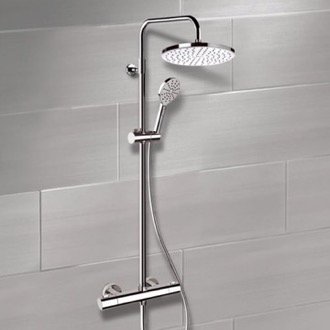 Exposed Pipe Shower Chrome Thermostatic Exposed Pipe Shower System with 10