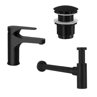 Plumbing Accessory Set Matte Black Sink Faucet and Plumbing Set Remer SA200-NO