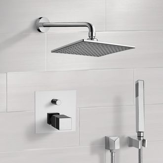 Shower Faucet Chrome Thermostatic Shower System with 8