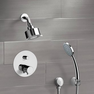 Shower Faucet Chrome Thermostatic Shower System with Multi Function Shower Head and Hand Shower Remer SFH07
