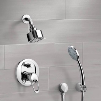Shower Faucet Chrome Shower System with Multi Function Shower Head and Hand Shower Remer SFH08