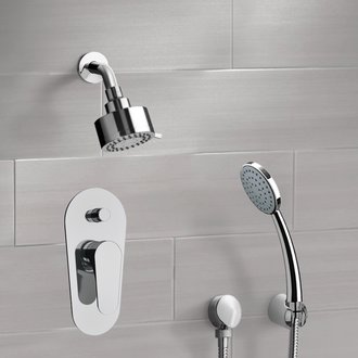 Shower Faucet Chrome Shower System with Multi Function Shower Head and Hand Shower Remer SFH12