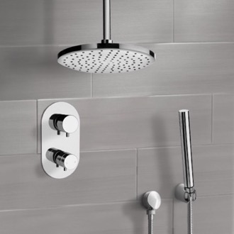 Shower Faucet Thermostatic Ceiling Rain Shower System with Handheld, Rain Shower Head, Shower Faucet Set Remer SFH6405