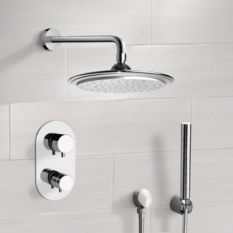 Shower Faucet Thermostatic Rain Shower System with Handheld, Rain Shower Head, Shower Faucet Set Remer SFH6407