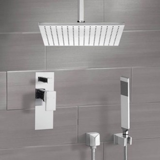 Shower Faucet Ceiling Rain Shower System with Handheld, Rain Shower Head, Shower Faucet Set Remer SFH6506