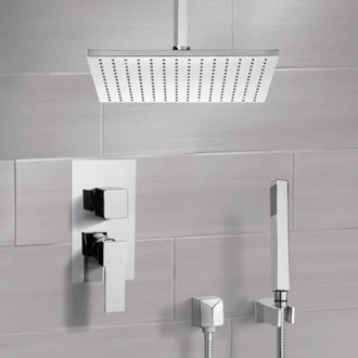 Shower Faucet Ceiling Rain Shower System with Handheld, Rain Shower Head, Shower Faucet Set Remer SFH6507