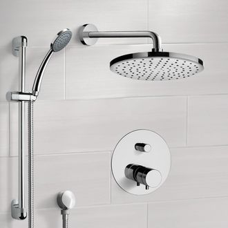 Shower Faucet Chrome Thermostatic Shower System with 8