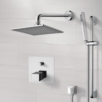 Shower Faucet Chrome Thermostatic Shower System with 8
