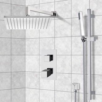 Shower Faucet Thermostatic Rain Shower System with Handheld, Rain Shower Head, Shower Faucet Set Remer SFR7403