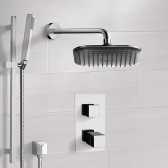 Shower Faucet Chrome Thermostatic Shower System with 8