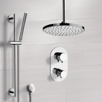 Shower Faucet Thermostatic Ceiling Rain Shower System with Handheld, Rain Shower Head, Shower Faucet Set Remer SFR7405