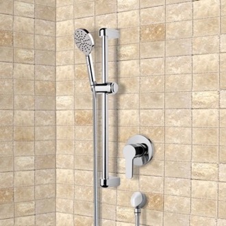 Shower Faucet Chrome Slidebar Shower Set With Multi Function Hand Shower Remer SR035