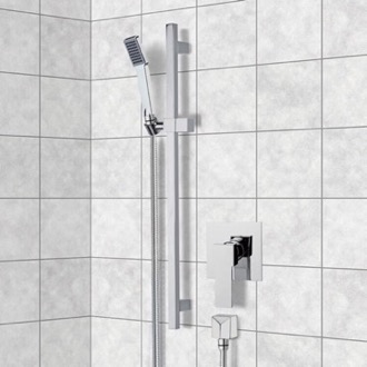 Shower Faucet Chrome Slidebar Shower Set With Hand Shower Remer SR039