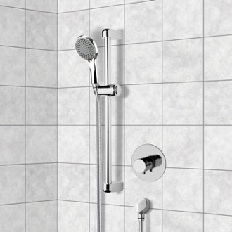 Shower Faucet Chrome Thermostatic Slidebar Shower Set With Multi Function Hand Shower Remer SR047