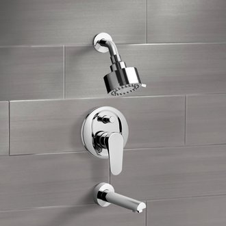 Tub and Shower Faucet Chrome Tub and Shower Faucet Sets with Multi Function Shower Head Remer TSF01