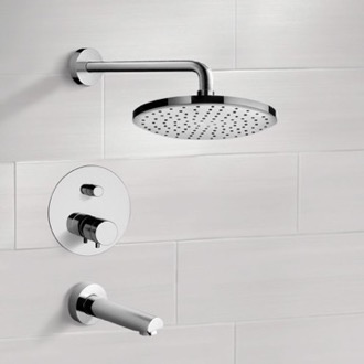 Tub and Shower Faucet Chrome Thermostatic Tub and Shower Faucet Sets with 8