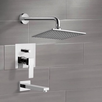 Tub and Shower Faucet Chrome Tub and Shower Faucet Sets with 8