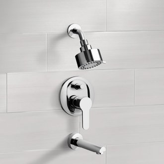 Tub and Shower Faucet Chrome Tub and Shower Faucet Sets with Multi Function Shower Head Remer TSF11